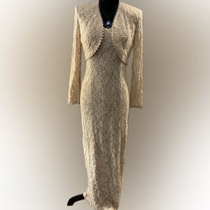 Vintage ALEX EVENINGS Lace Formal Dress with Matching Bolero Style Jacket